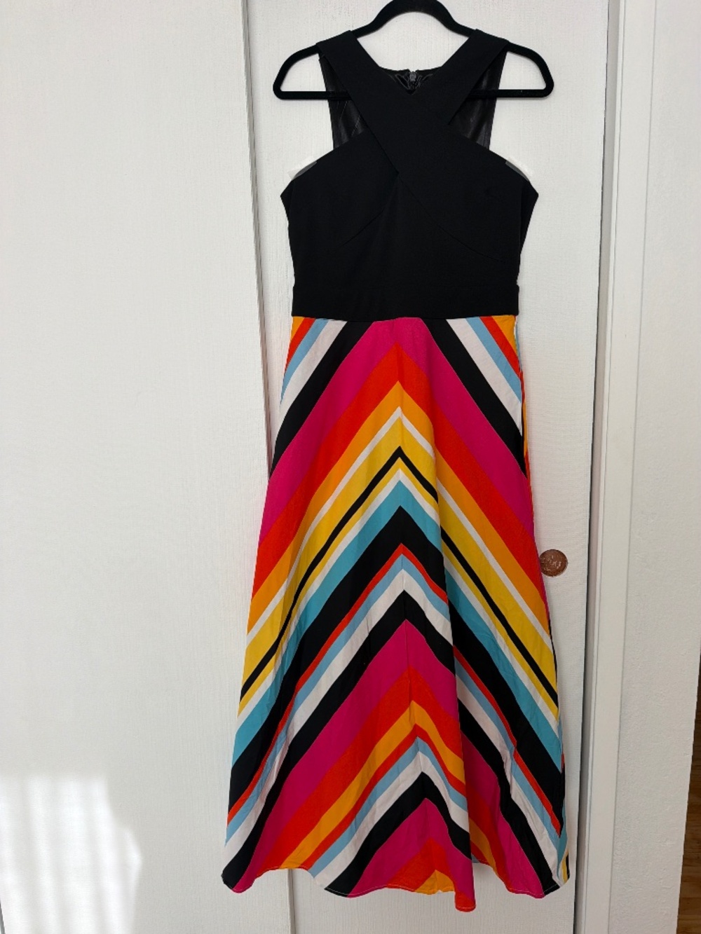 New York & Company Multicolor Chevron Maxi Dress Size M NWT Pockets